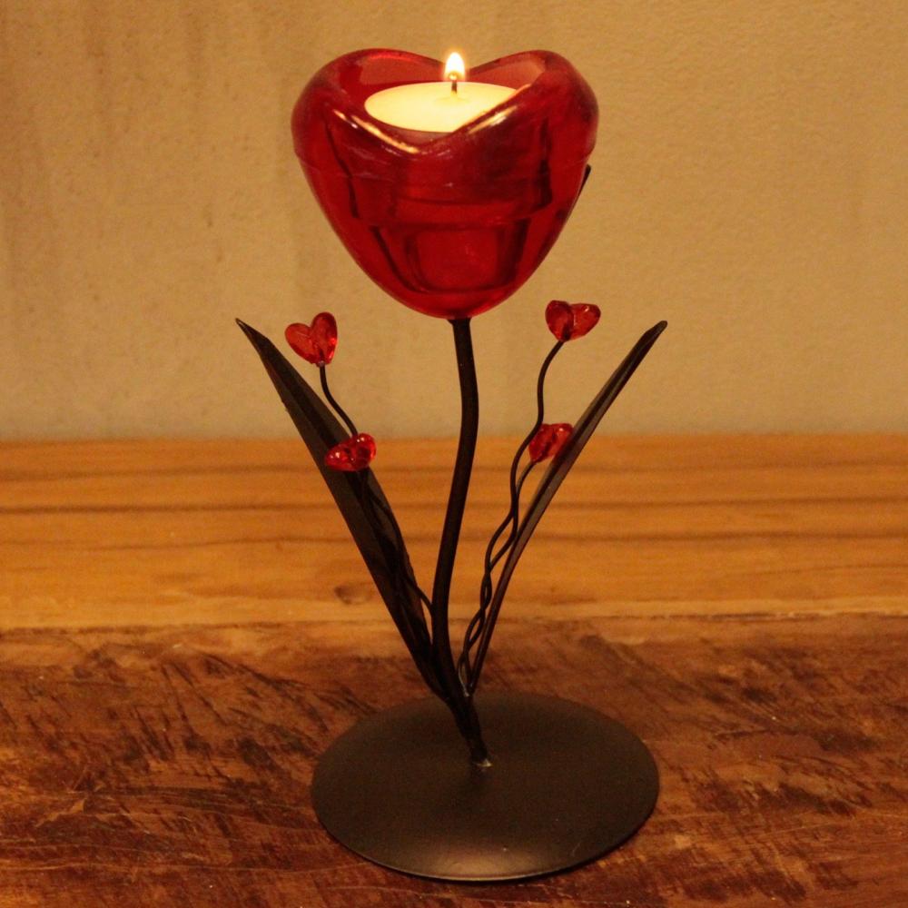 Romantic Candleholder - Single Heart Flower