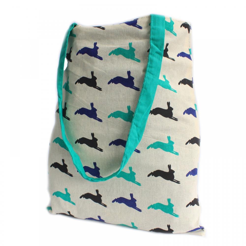 Lrg Tote Bag Reversible - Hare - Green
