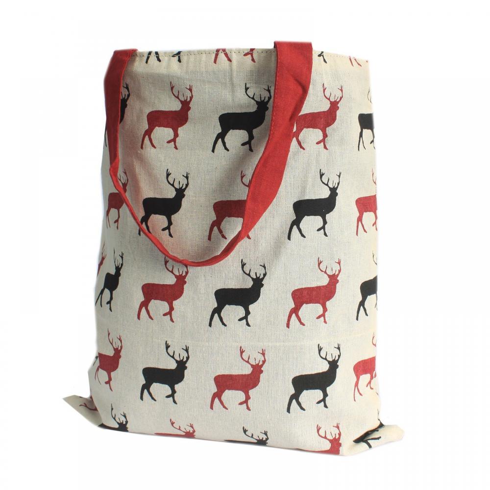 Med Tote Bag Reversible - Stag - Wine