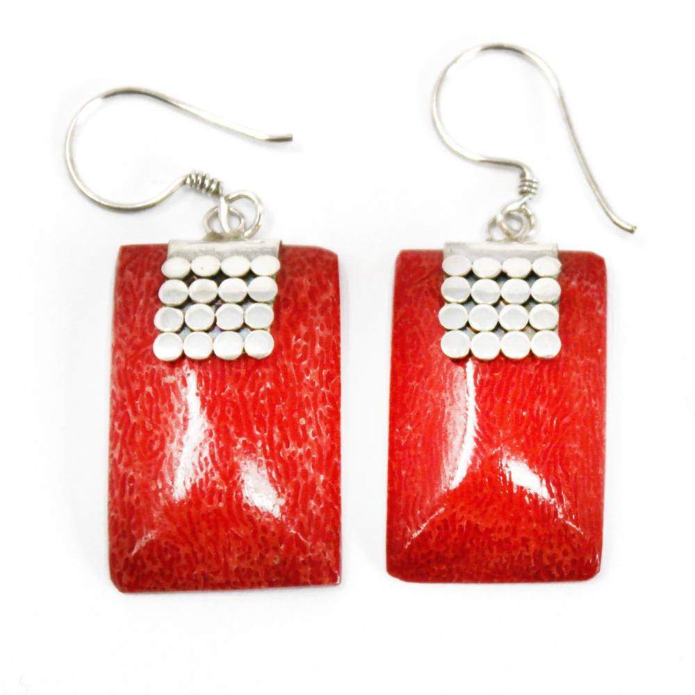 Coral Style Silver Earrings - SQ Mini Discs