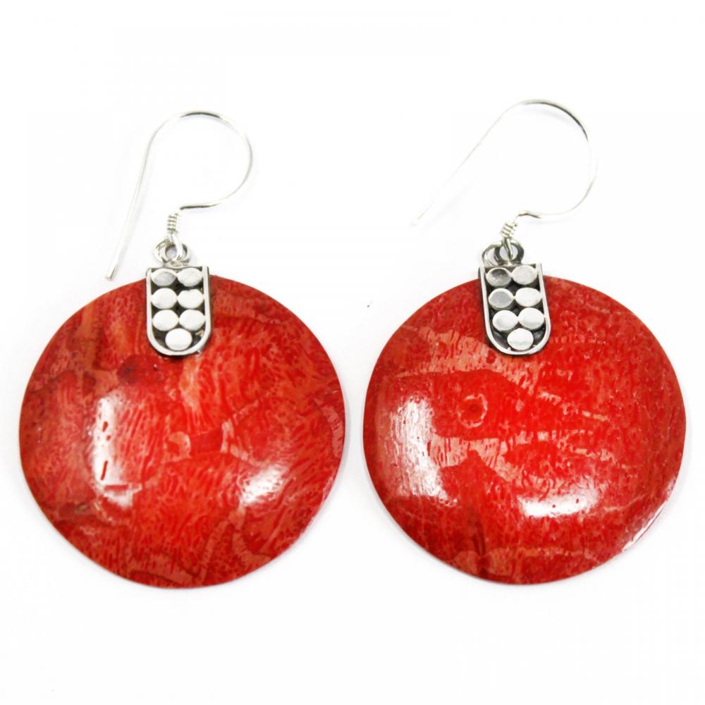 Coral Style Silver Earrings - Disc Disc Décor