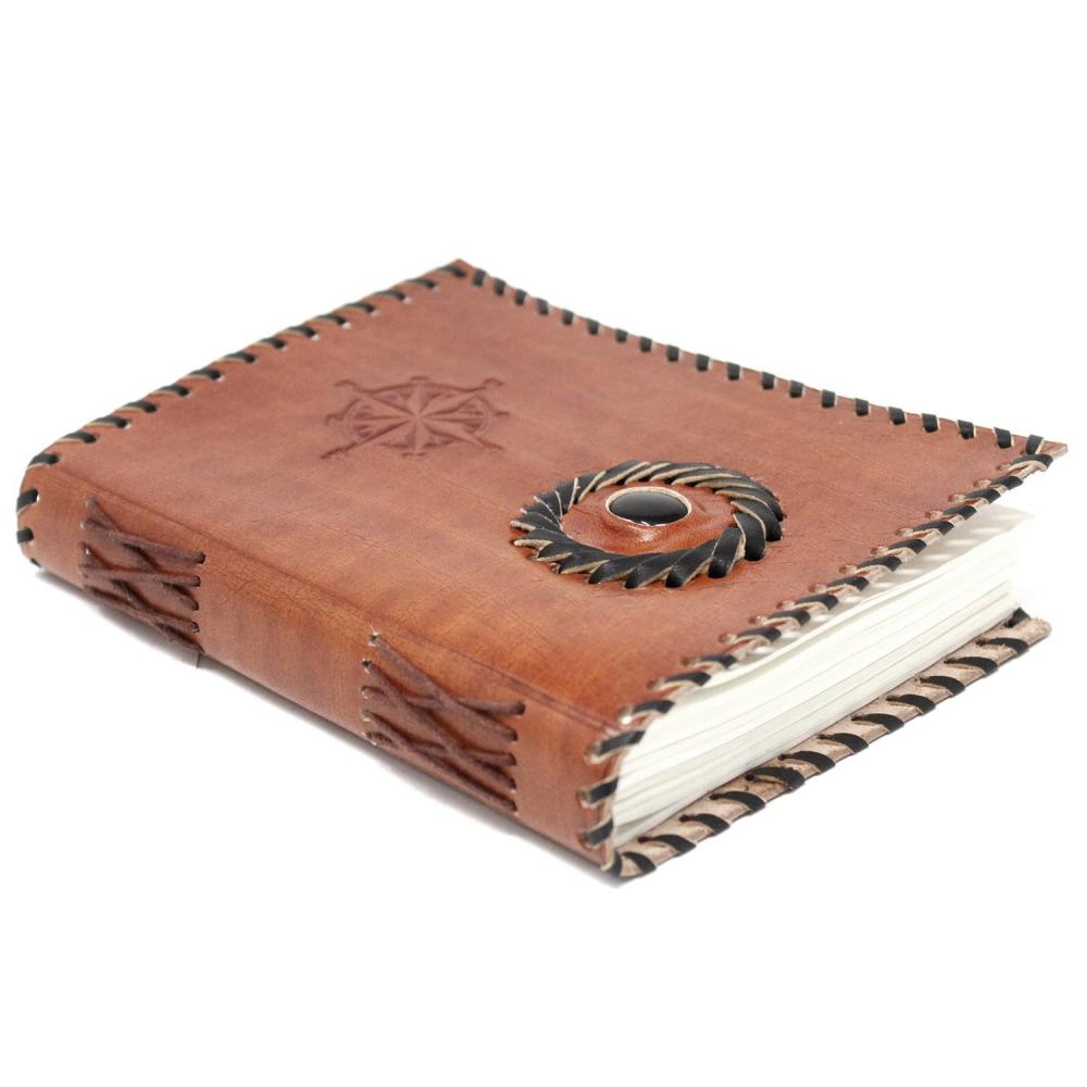 Leather Black onyx & Compas Notebook (7x5