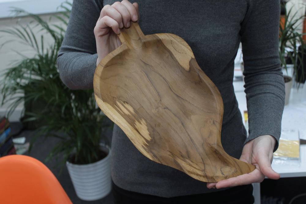 Teak Leaf Shaped Bowl - aprox 32cm