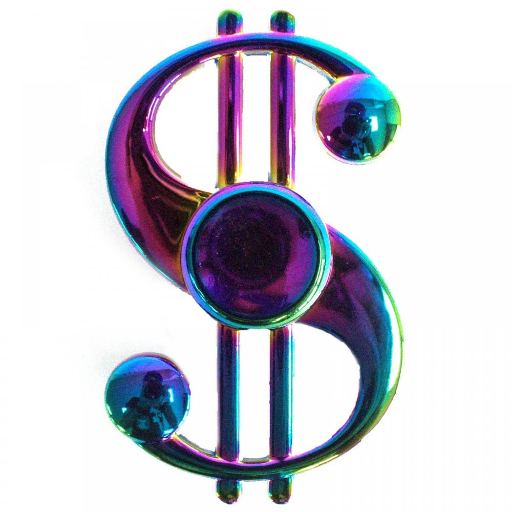 Metal Fidget Spinner - Dollar Sign - Rainbow