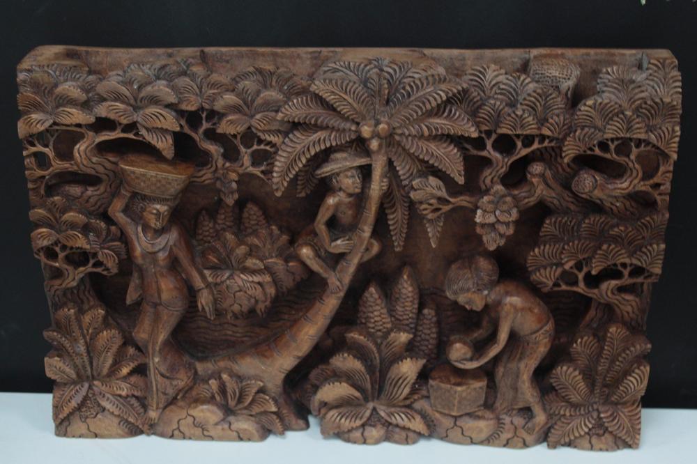 Bali Artisan Panels - Palm Tree & Flowers
