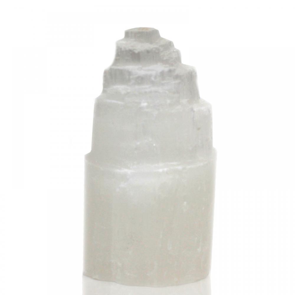 Natural Selenite Tower Lamp - 15 cm
