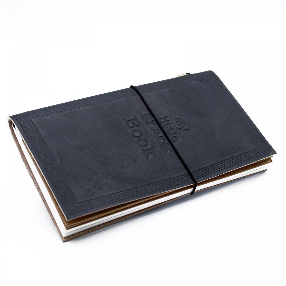 Handmade Leather Journal - My Little Black Book - Black (80 pages)