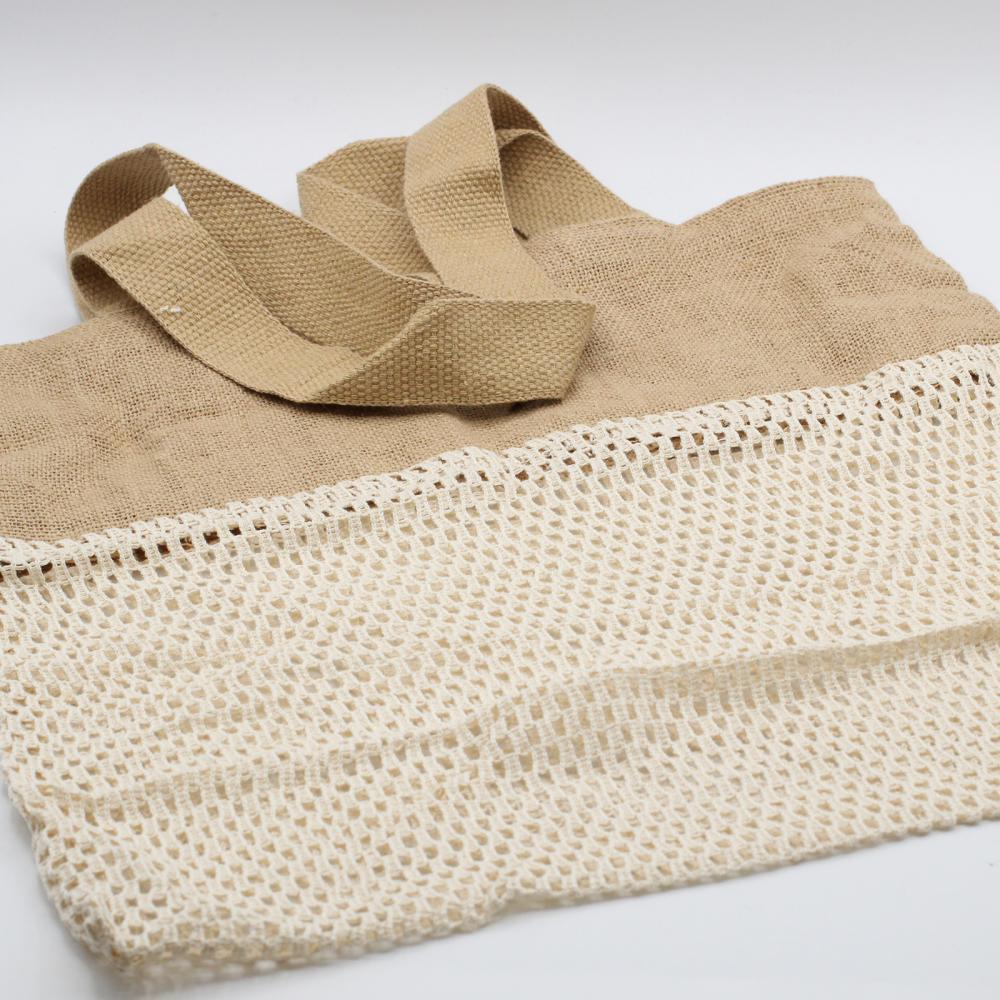 Pure Soft Jute and Cotton Mesh Bag - Natural