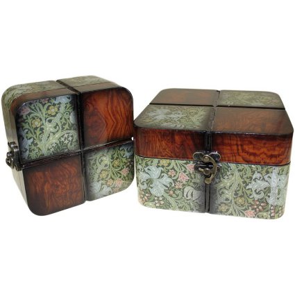 Set of 2 Boxes - Small Walnut Floral