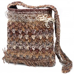 Crocheted Sling Bags - Brown & Cream (Assorted Colours)