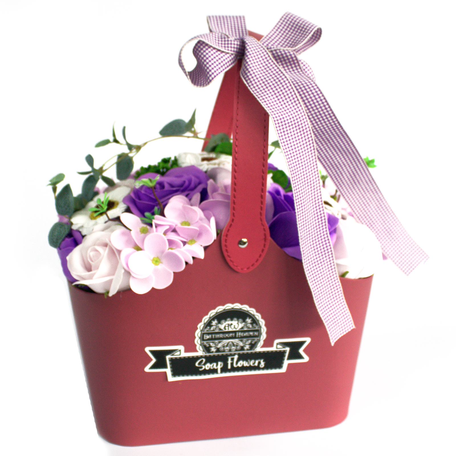 Basket Soap Flower Bouquet - Lilac