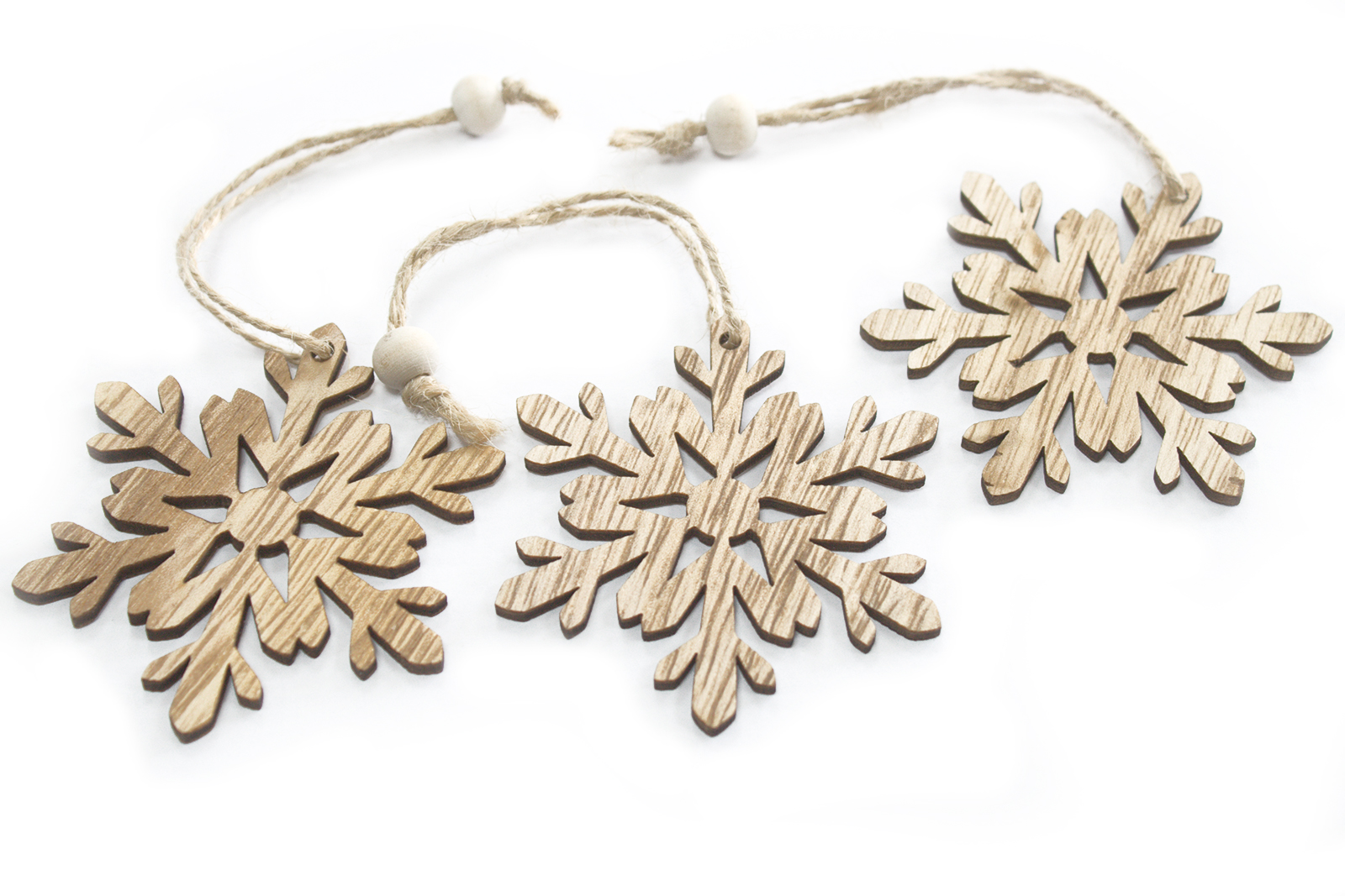 Pack of 3 Christmas Wooden Craft Decorations - Snowflake