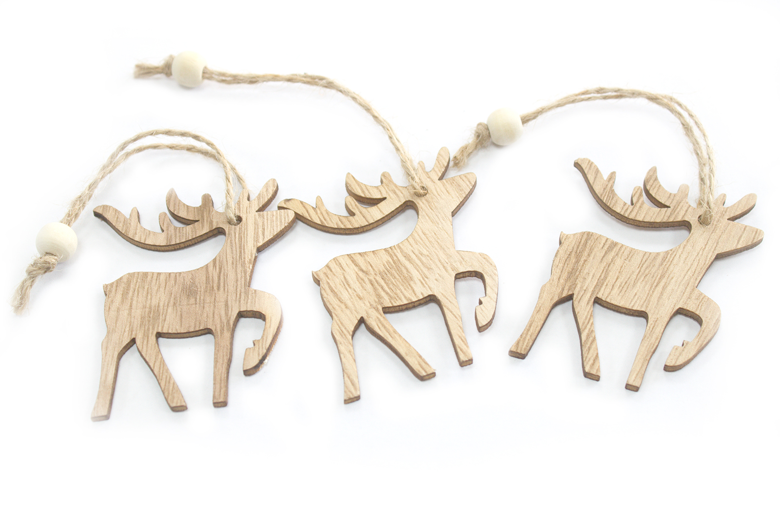Pack of 3 Christmas Wooden Craft Decorations - Reindeer